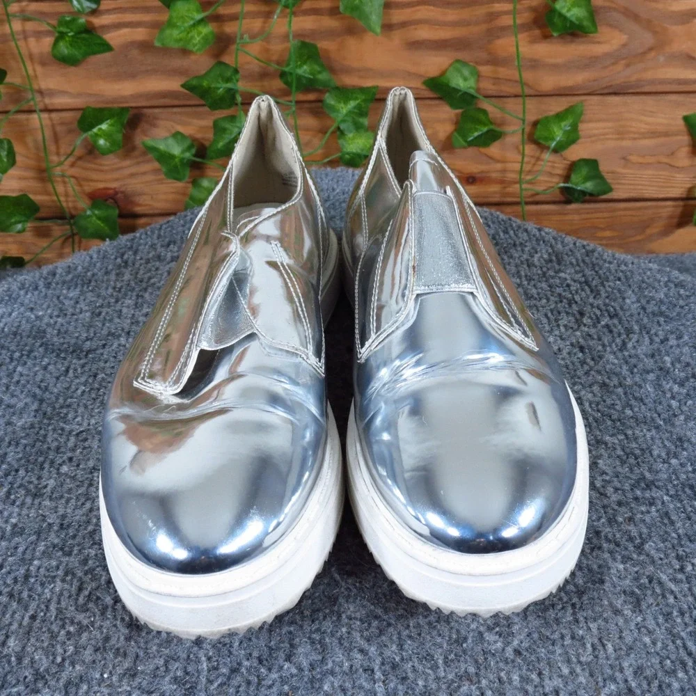 BP Women Casual Slip On Shoe Size 6.5 Metallic Silver Platform Fashion Sneaker